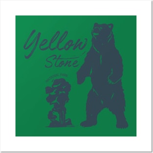 Yellowstone Bear  National Park Vintage design Posters and Art